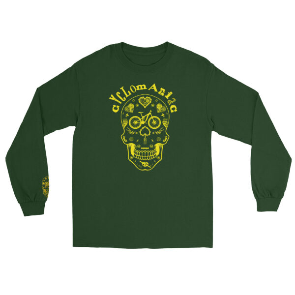 Yellow "Cyclomaniac" (Sugar Scull) Men’s Long Sleeve Shirt - Image 6