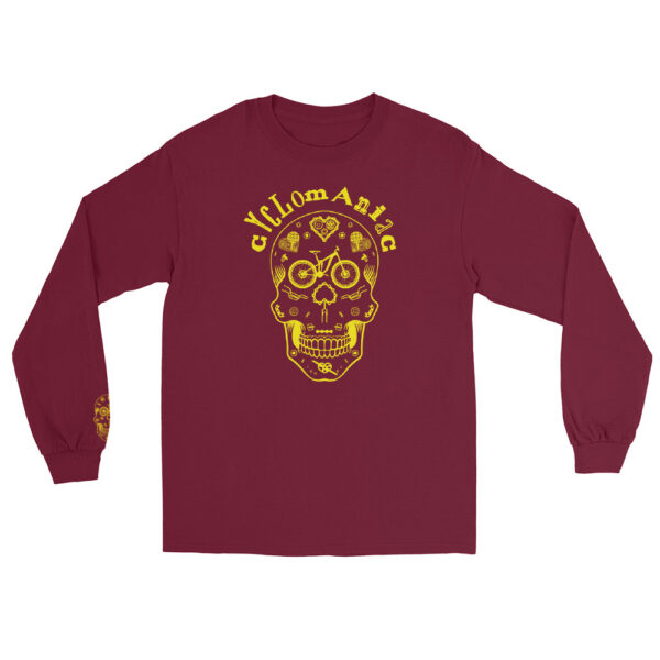 Yellow "Cyclomaniac" (Sugar Scull) Men’s Long Sleeve Shirt - Image 5
