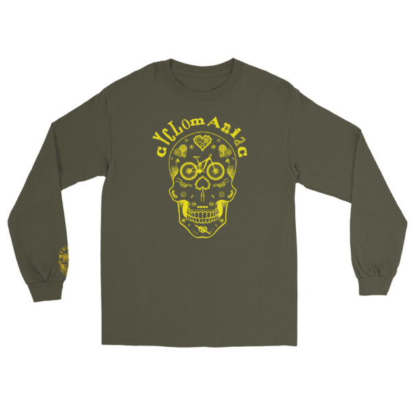Yellow "Cyclomaniac" (Sugar Scull) Men’s Long Sleeve Shirt - Image 8