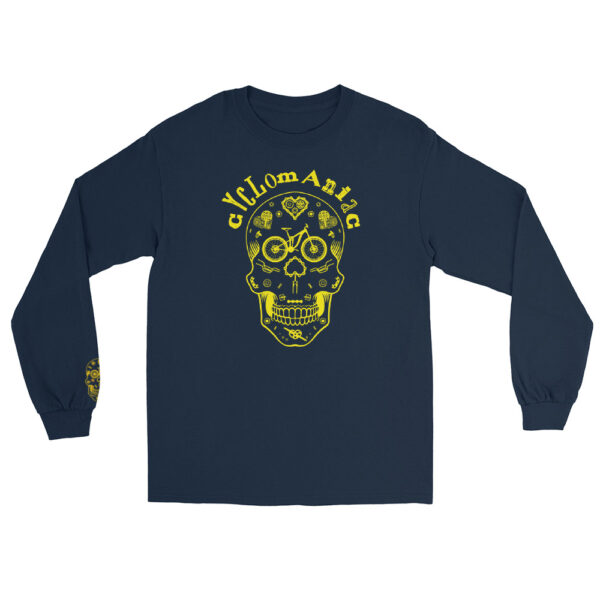 Yellow "Cyclomaniac" (Sugar Scull) Men’s Long Sleeve Shirt - Image 4