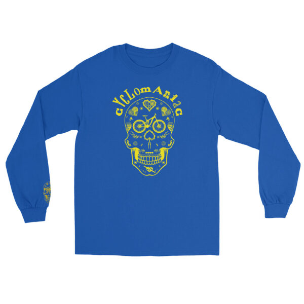 Yellow "Cyclomaniac" (Sugar Scull) Men’s Long Sleeve Shirt - Image 7