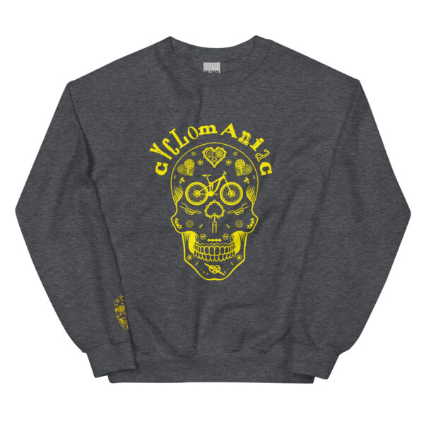 Yellow CYCLOmaniac Sugar Scull - Unisex Sweatshirt - Image 6