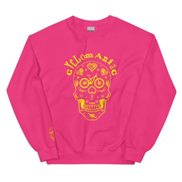 Yellow CYCLOmaniac Sugar Scull - Unisex Sweatshirt - Image 8