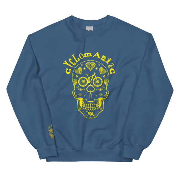 Yellow CYCLOmaniac Sugar Scull - Unisex Sweatshirt - Image 7