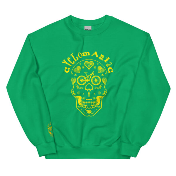 Yellow CYCLOmaniac Sugar Scull - Unisex Sweatshirt - Image 10