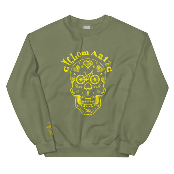 Yellow CYCLOmaniac Sugar Scull - Unisex Sweatshirt - Image 9