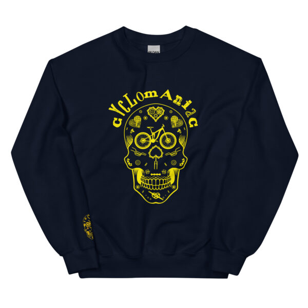 Yellow CYCLOmaniac Sugar Scull - Unisex Sweatshirt - Image 5