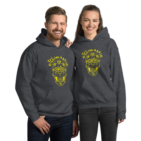 Yellow CYCLOmaniac Sugar Scull - Unisex Hoodie - Image 6