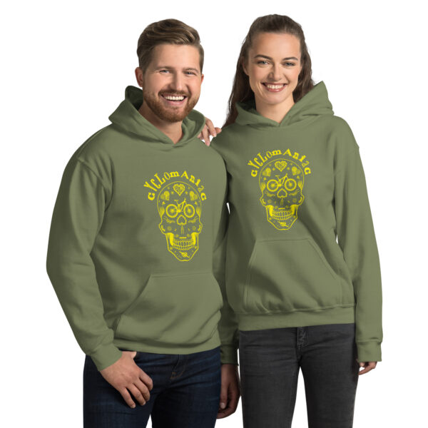 Yellow CYCLOmaniac Sugar Scull - Unisex Hoodie - Image 9