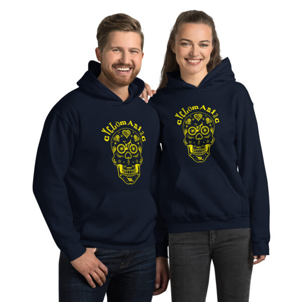 Yellow CYCLOmaniac Sugar Scull - Unisex Hoodie - Image 5