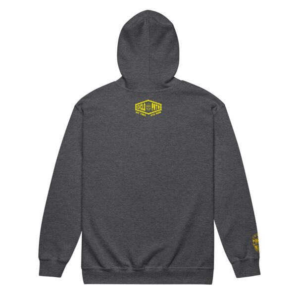 Yellow CYCLOmaniac Sugar Scull - Unisex heavy blend zip hoodie - Image 3