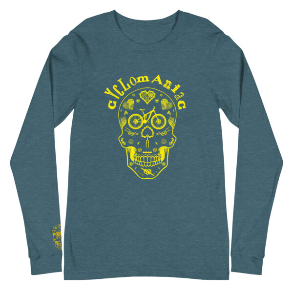 Yellow "Cyclomaniac" (Sugar Scull) Unisex Long Sleeve Tee - Image 9