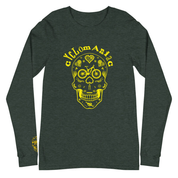 Yellow "Cyclomaniac" (Sugar Scull) Unisex Long Sleeve Tee - Image 6