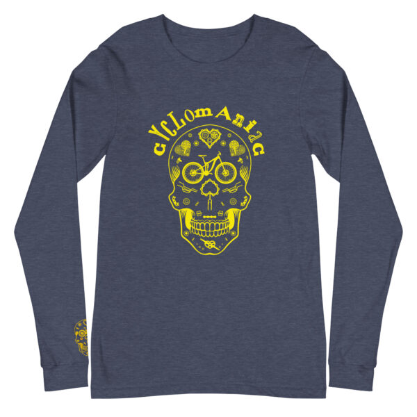 Yellow "Cyclomaniac" (Sugar Scull) Unisex Long Sleeve Tee - Image 8