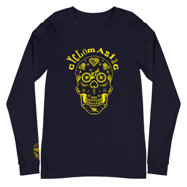 Yellow "Cyclomaniac" (Sugar Scull) Unisex Long Sleeve Tee - Image 5