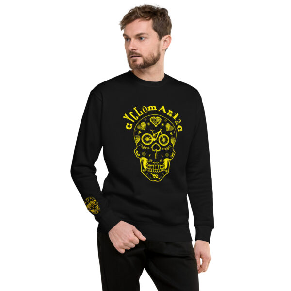 Yellow CYCLOmaniac Sugar Scull - Unisex Premium Sweatshirt