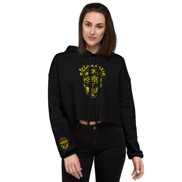 Yellow CYCLOmaniac Sugar Scull - Crop Hoodie