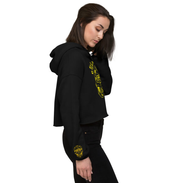 Yellow CYCLOmaniac Sugar Scull - Crop Hoodie - Image 4