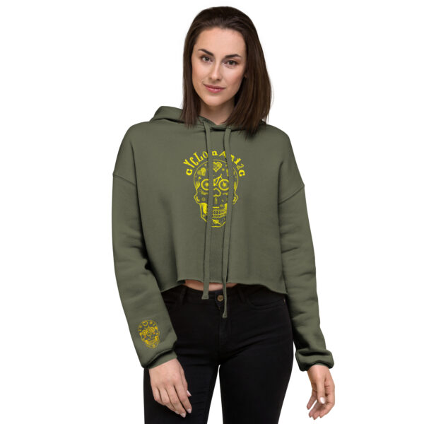 Yellow CYCLOmaniac Sugar Scull - Crop Hoodie - Image 5