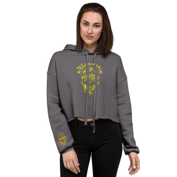 Yellow CYCLOmaniac Sugar Scull - Crop Hoodie - Image 7
